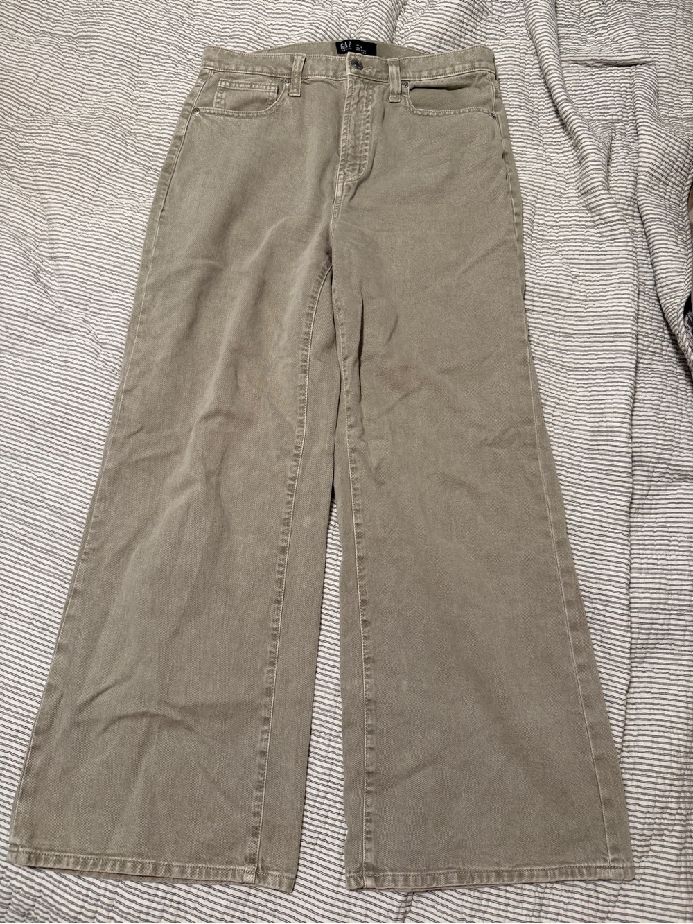 GAP Wide Leg Jeans in Olive Taupe